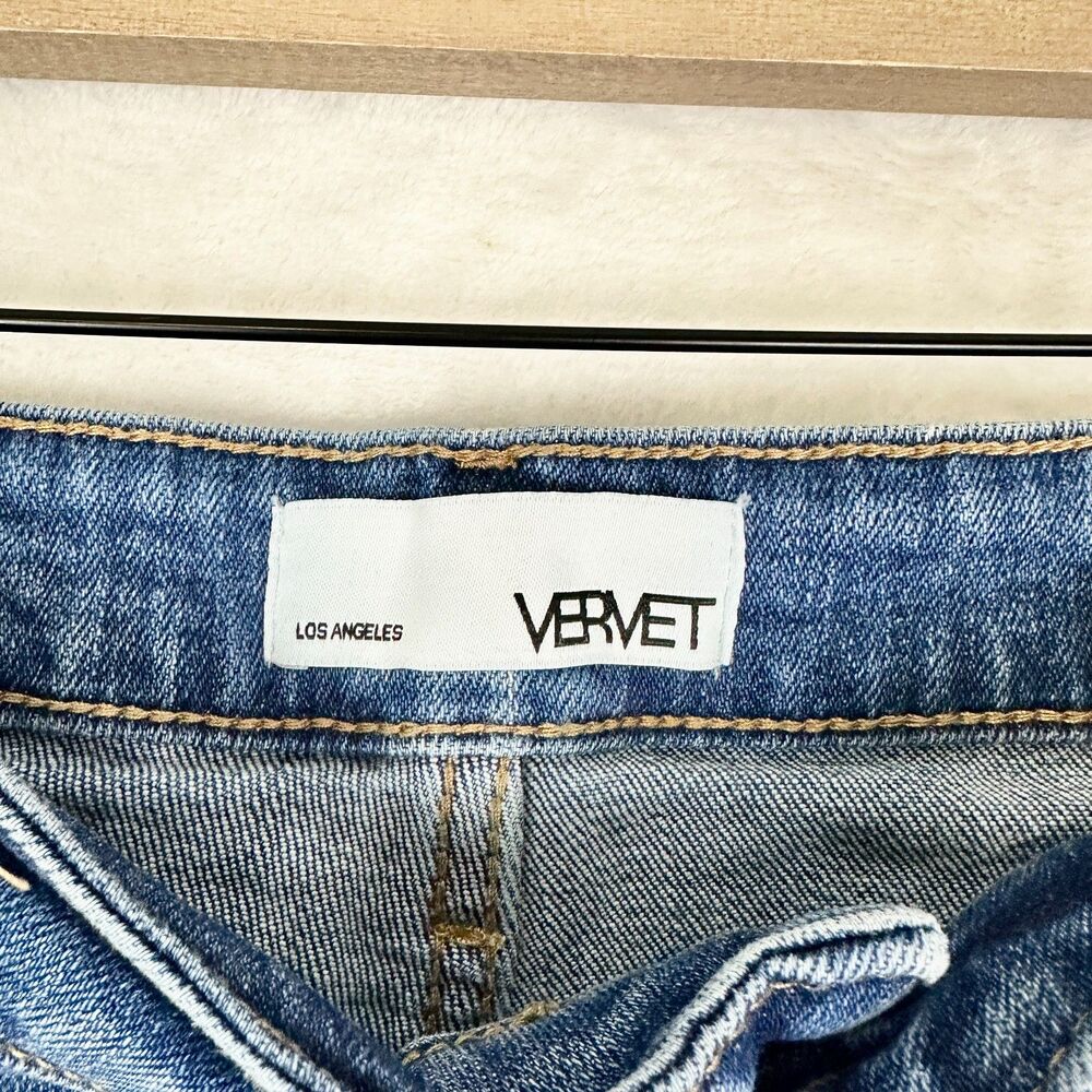 Vervet Super High Rise Raw Hem Wide Leg Crop Jeans Size 29 Stretch - Picture 5 of 6